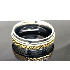 Men's Wedding Band Two Tone Stainless Steel 8mm Ring Size 10.75